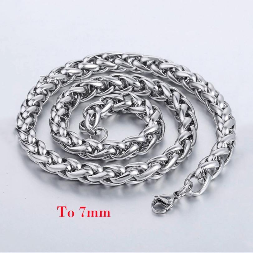 Dây chuyền cao cấp đẹp nam titan thép không gỉ bông dừa xoắn trangsucpt kích cỡ 3mm trắng PTDCNA16