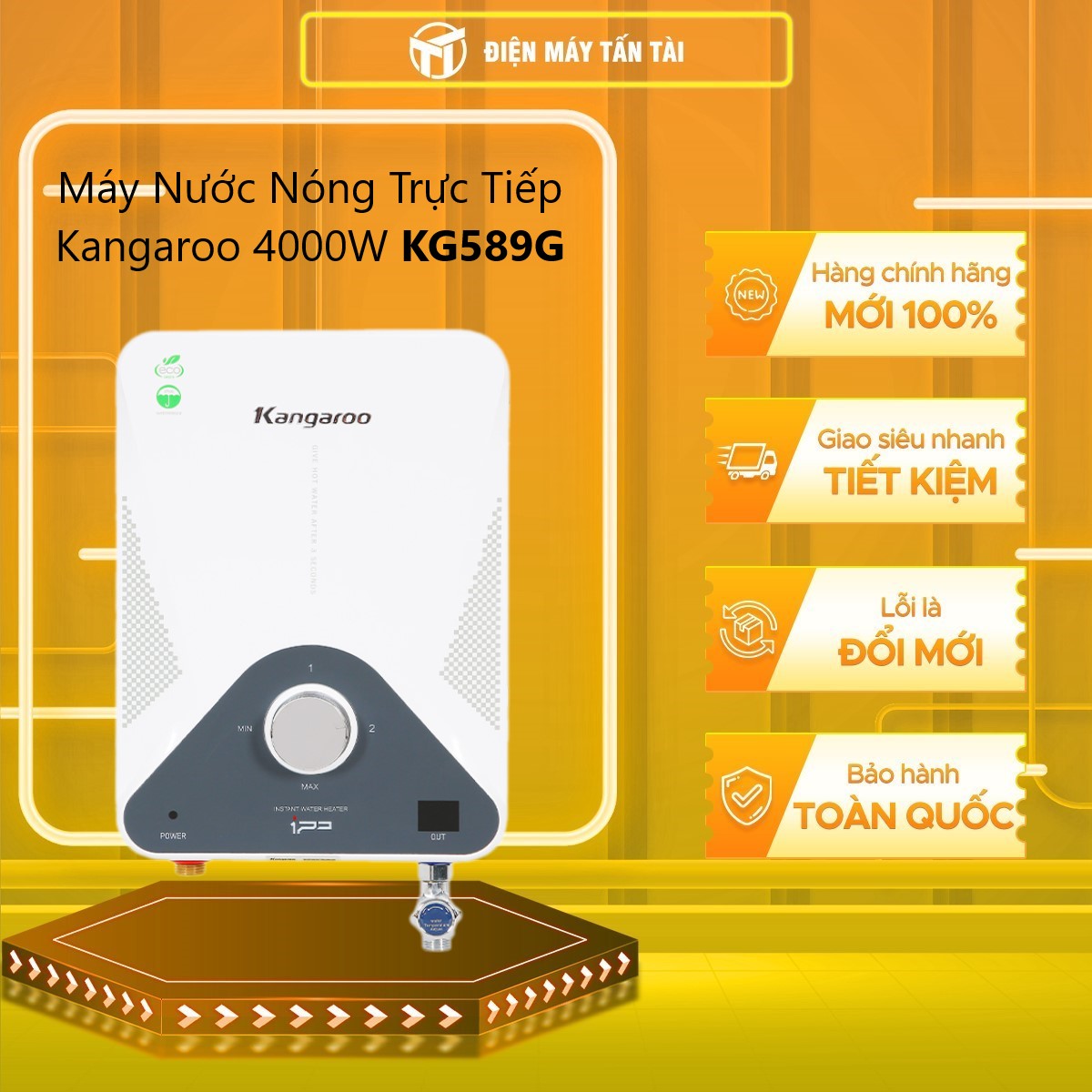 Máy nước nóng trực tiếp Kangaroo 4000W KG589G - Hàng chính hãng