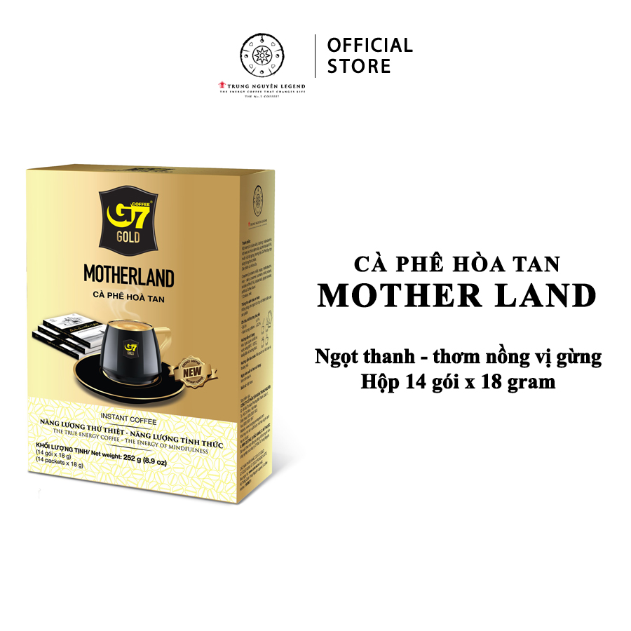 Trung Nguyên Legend - Cà phê sữa hòa tan G7 Gold Motherland - Hộp 14 gói x 18gr