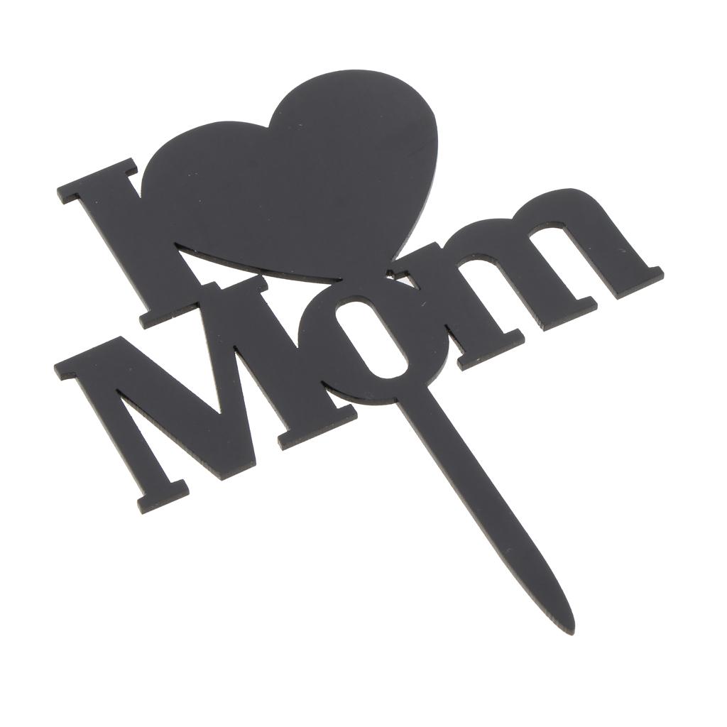 I Love Mom Heart Cake Topper Party Cake Baking Accessories Photo Prop
