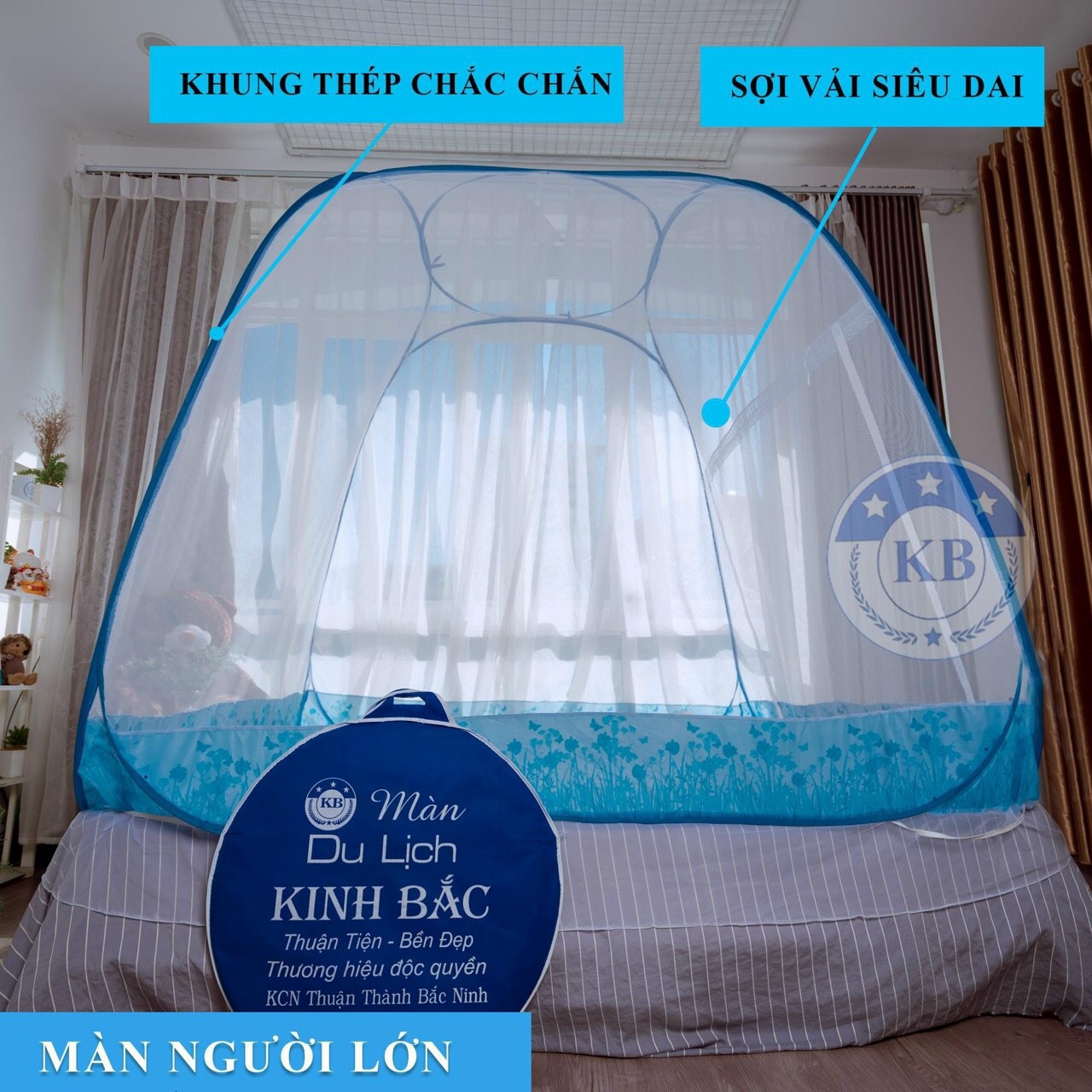Màn mùng chụp tự bung đỉnh rộng Kinh Bắc Size x 2m