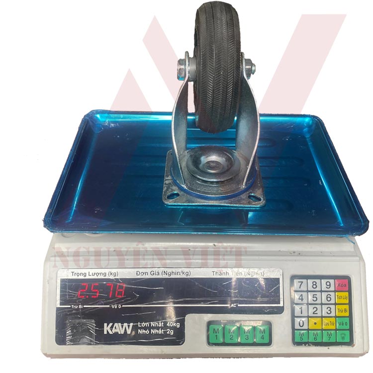 BÁNH XE XE ĐẨY HÀNG CÓ KHÓA BẰNG CAO SU ĐẶC 100X35MM