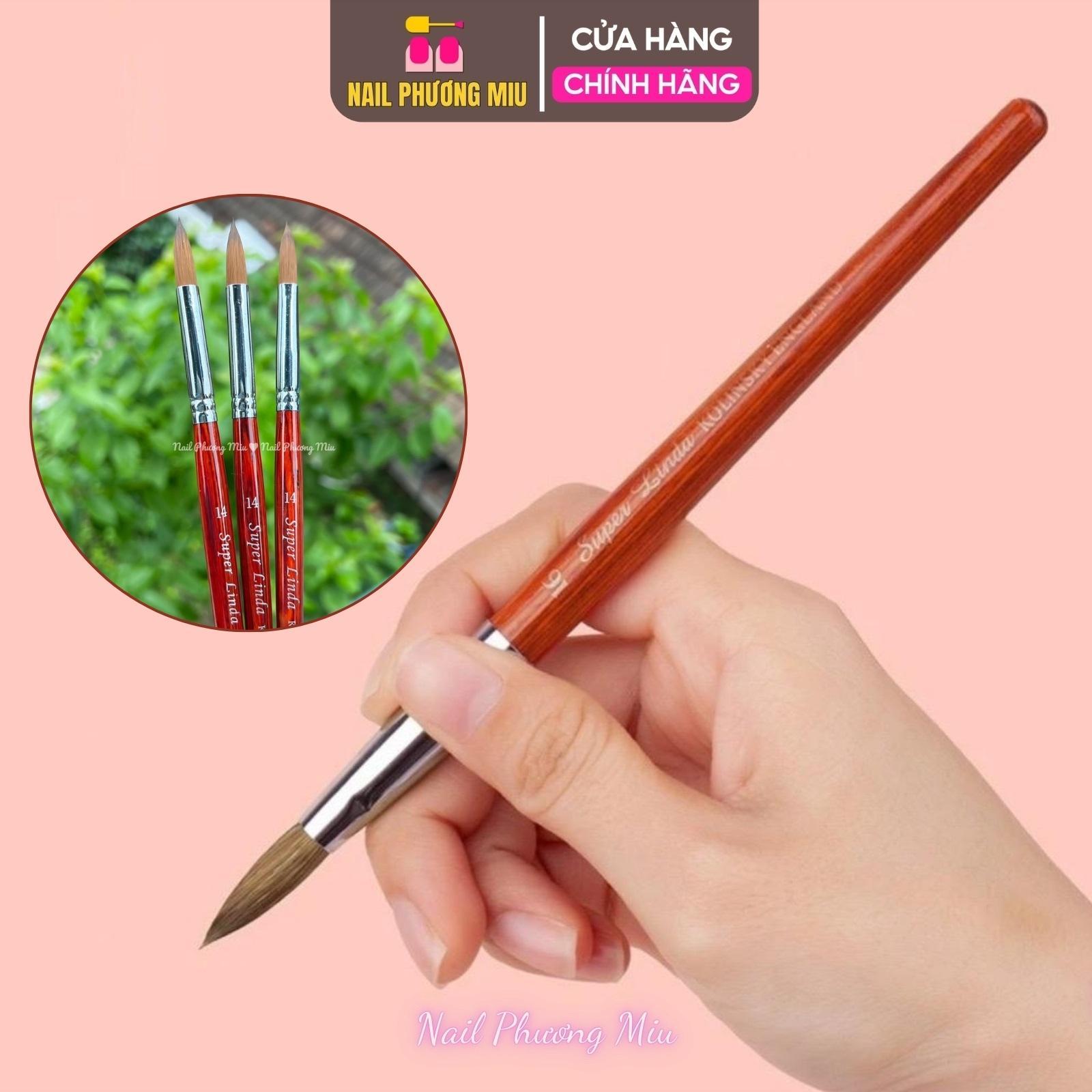 Cọ Đắp Bột Nail Super Linda Kolinsky England Cao Cấp Lông Chồn Mượt, Cán Gỗ Tự Nhiên Số 14 Số 16 Chuyên Làm Nail Sang Trọng