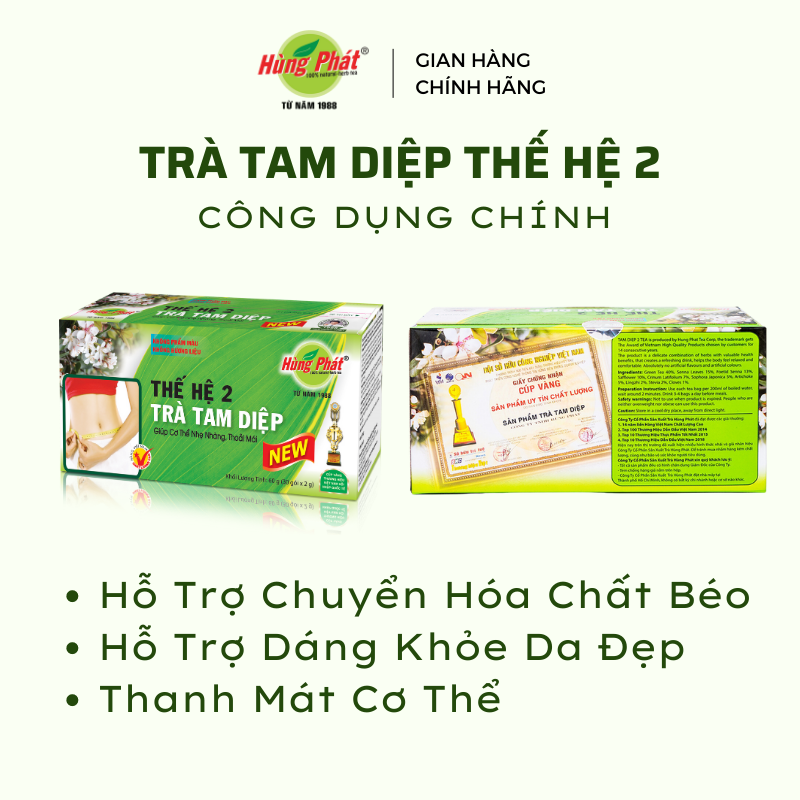 Trà Tam Diệp Thế Hệ 2 - Giảm Cân Hiệu Quả, An Toàn - Thương Hiệu Hùng Phát