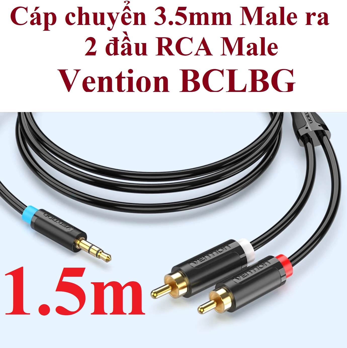 [ 3.5 male ra 2*RCA male ] Cáp chuyển Audio  3.5mm ra 2 đầu RCA  Vention BCLBG - Hàng chính hãng