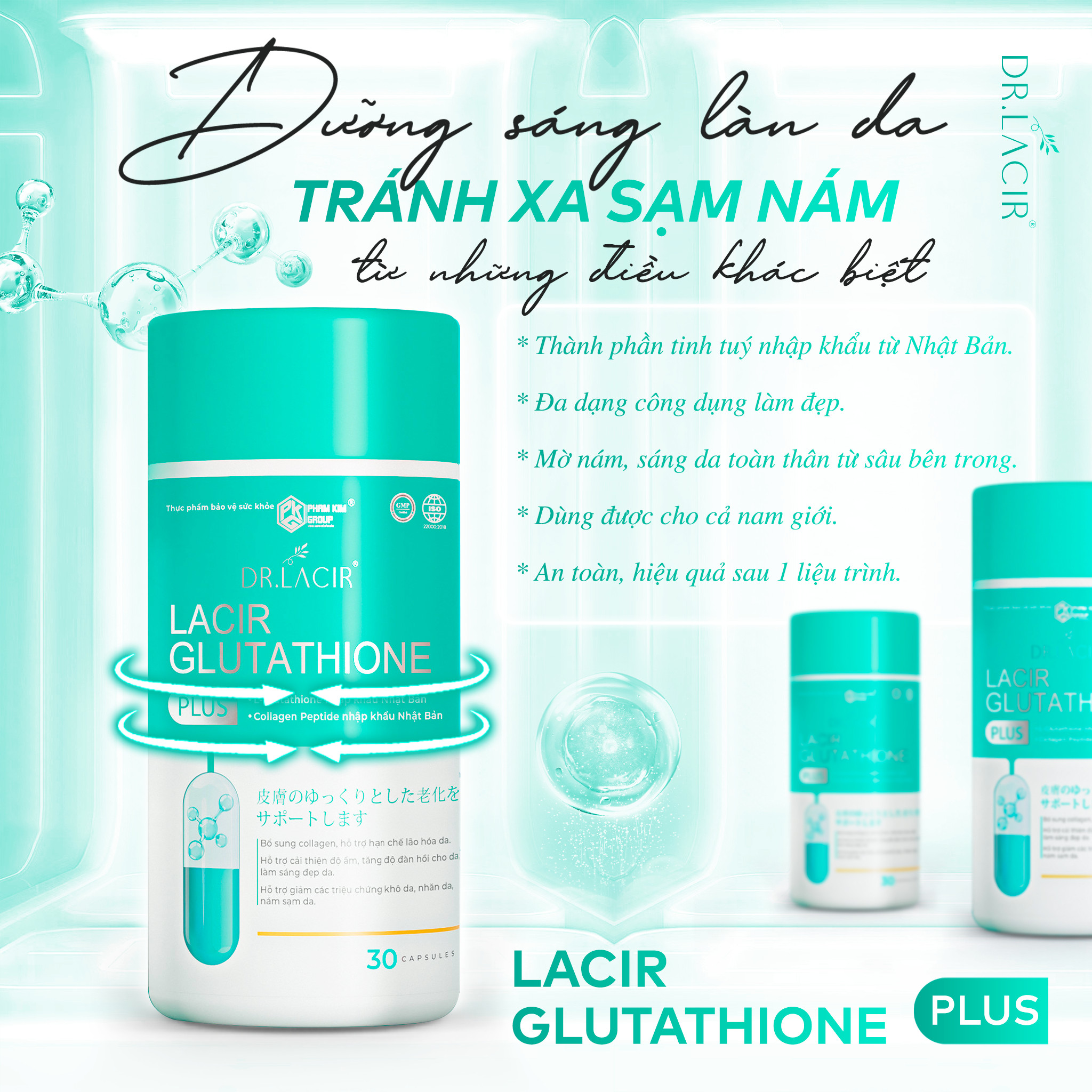 [5 hộp] Viên uống Nám Lacir Glutathione Plus Dr.lacir, Đẹp Da Mờ Nám (Chính Hãng Dr Lacir)