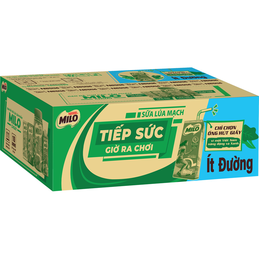 Thùng 48 Hộp Sữa Nestlé Milo Ít Đường (180ml/ Hộp)