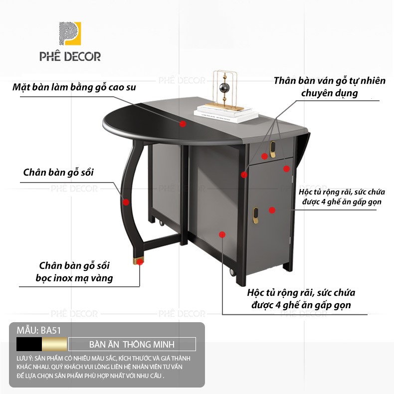 BÀN ĂN THÔNG MINH CAO CẤP - BA51 - Ghế gấp