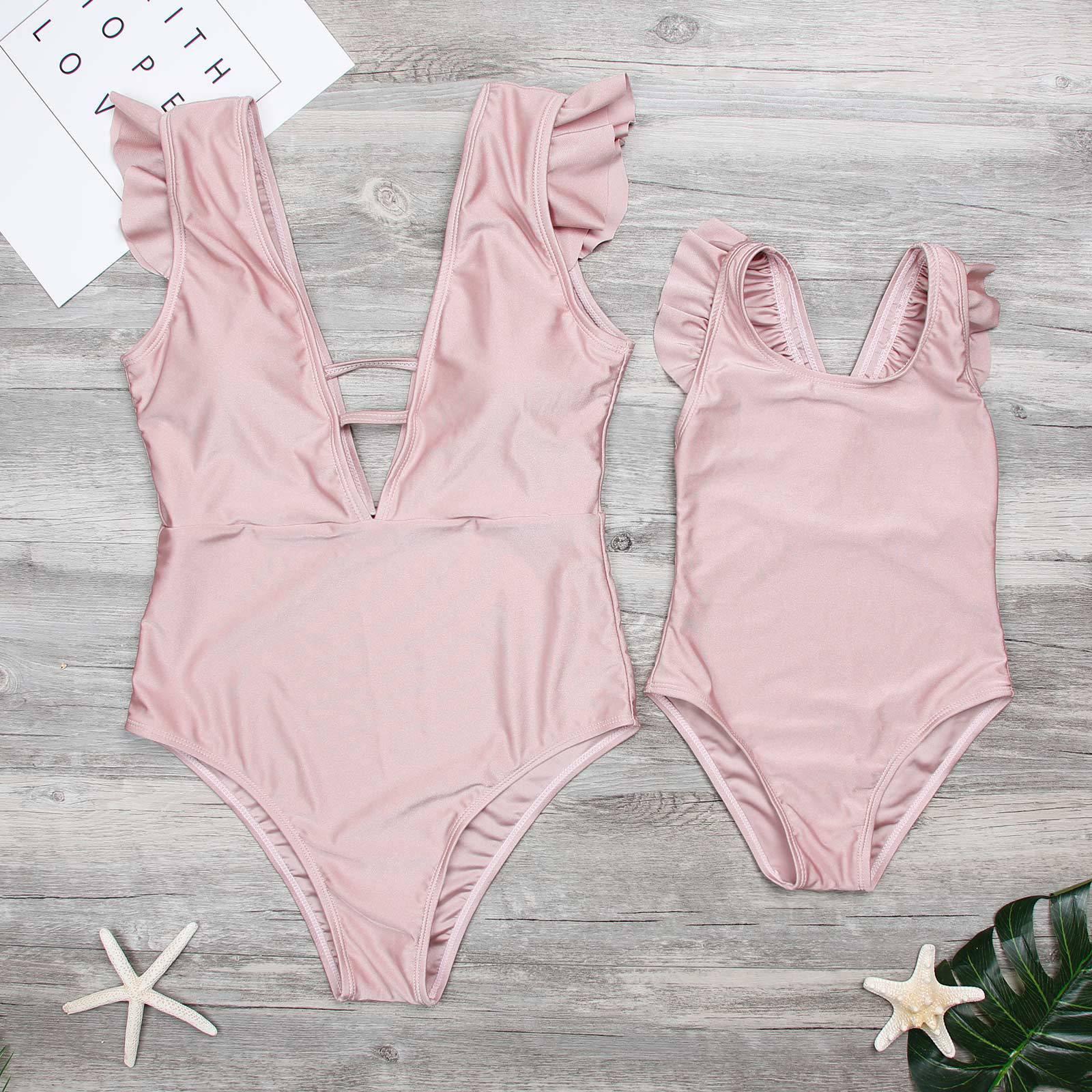 DR36 Họ Đồ Bơi Quần Short Đi Biển Mẹ Con Gái Đồ Bơi Trẻ Em Gái Và Mẹ Trang Phục Đồ Bơi