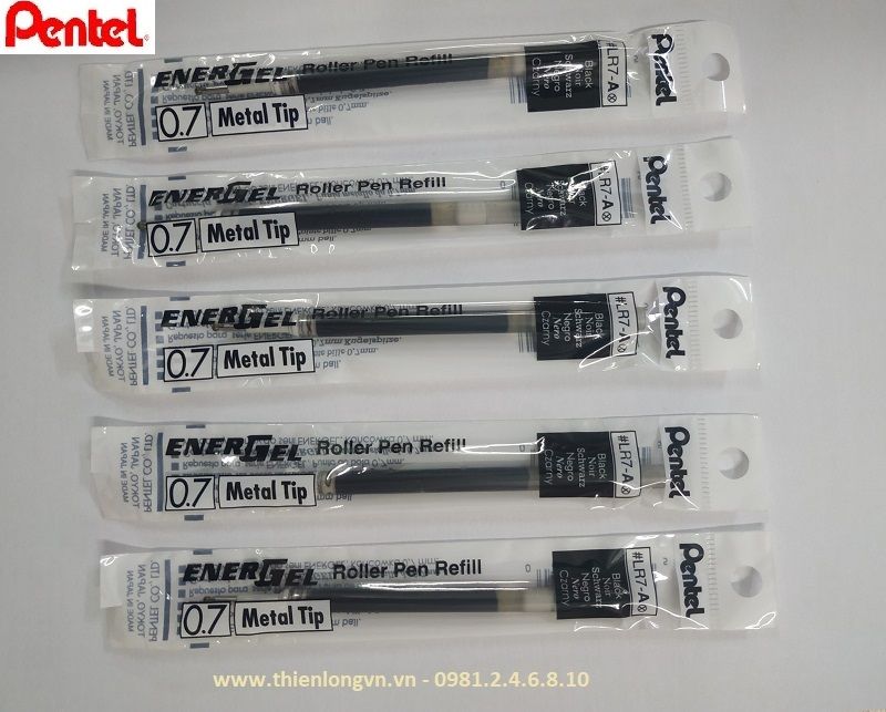 Combo 5 Ruột bút nước energel Pentel LR7 màu đen 0.7mm