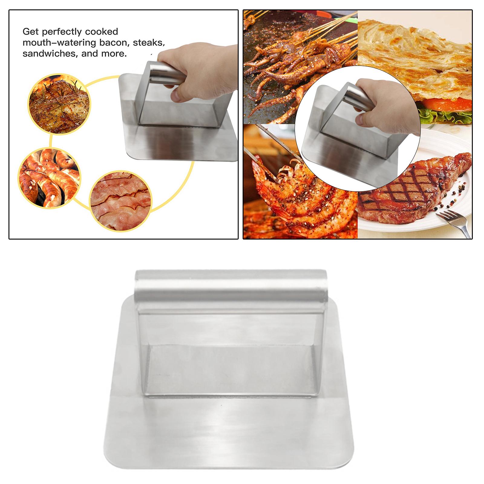 Grill Press 304 Stainless Steel 5.5” Bacon Presser Spatula Burger Press for Grill Cooking