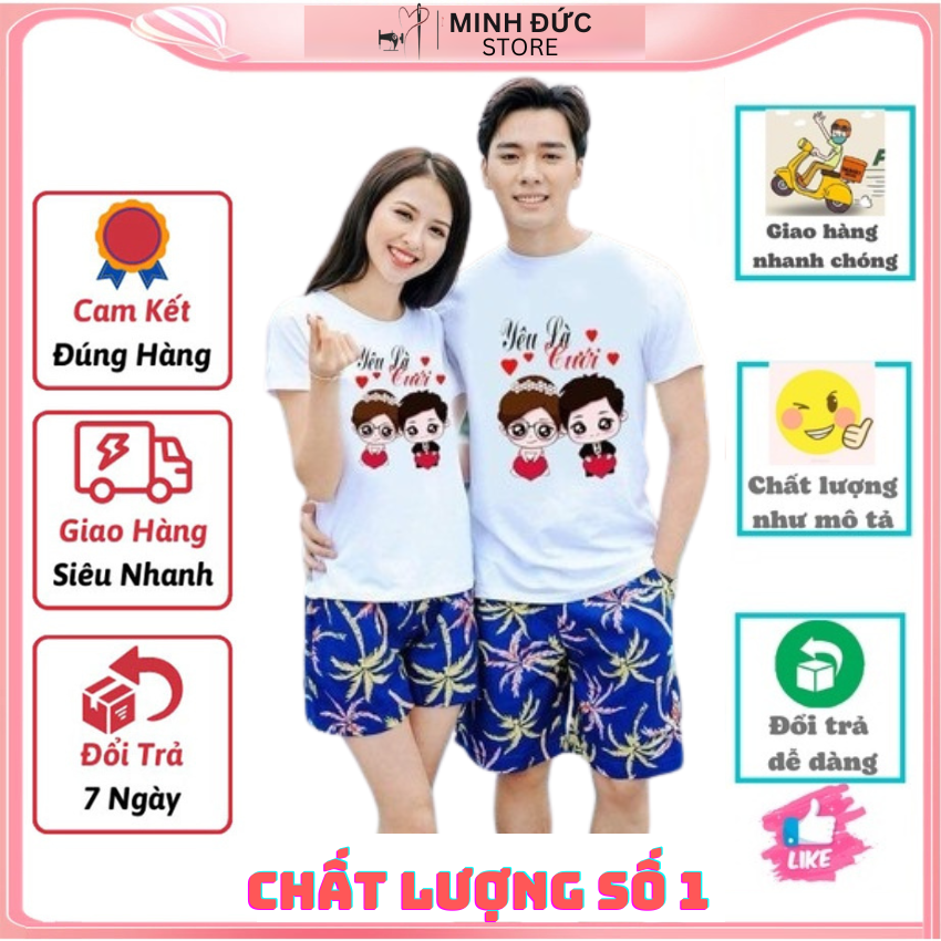 Áo Đôi Nam Nữ TT10, Áo Đôi Phông Rộng In Yêu Là Cưới ý Nghĩa, Vải Cotton Thun Thoáng Mát