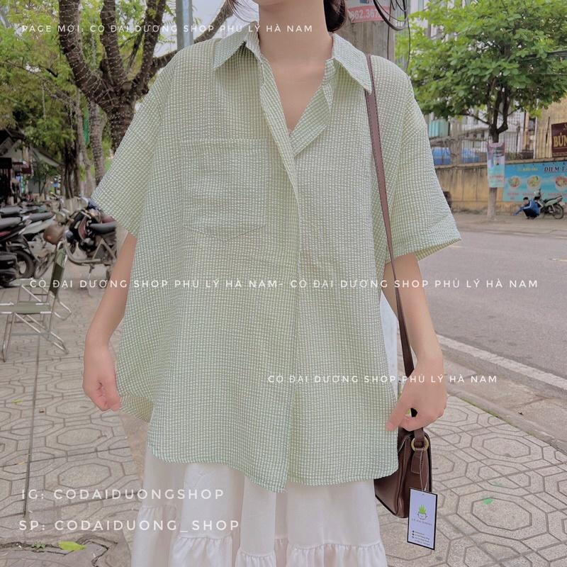 Sơ mi kẻ cộc tay nẹp 662