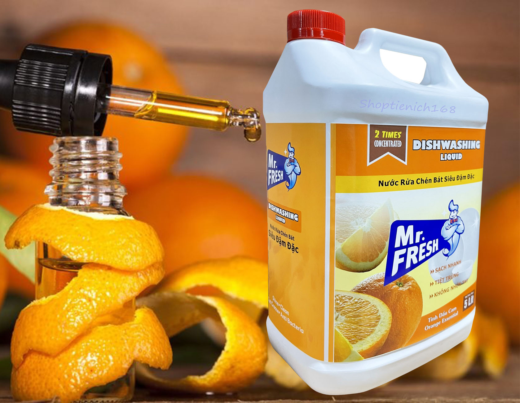 Nước rửa chén bát siêu đậm đặc Mr.fresh 5L hương cam