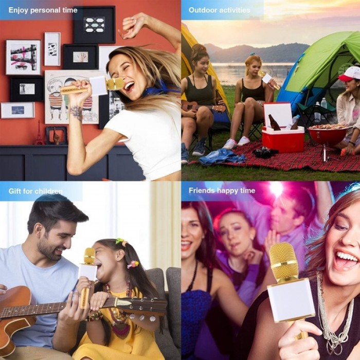 Micro Karaoke Bluetooth kèm loa kết nối điện thoại, máy tính bảng Hát Không Dây, Nghe Nhạc, Hỗ Trợ Kết Nối Thẻ Nhớ, USB Pin sạc - Hàng Chính Hãng