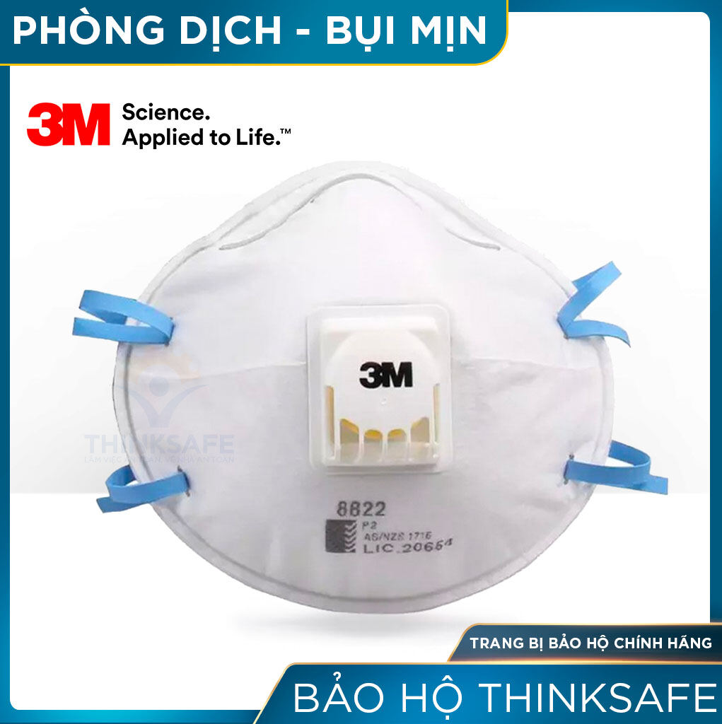 Khẩu trang 3M 8822 khẩu trang lọc bụi mịn bảo vệ hô hấp, thích hợp sử dụng trong môi trường ô nhiễm