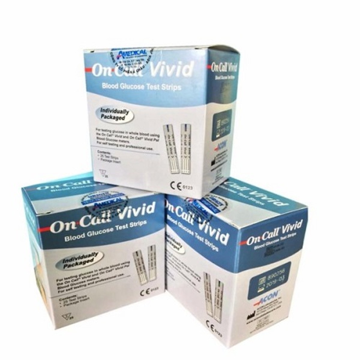 Combo 3 Hộp 25 Que Thử Đường Huyết On Call Vivid - NHẬP KHẨU MỸ