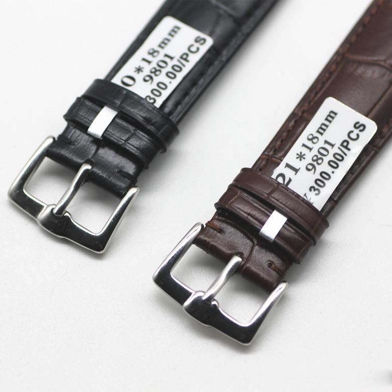 Dây da đồng hồ da đeo tay, dây da đồng hồ chính hãng hiệu RATE 9801 DA BÒ VÂN CÁ SẤU