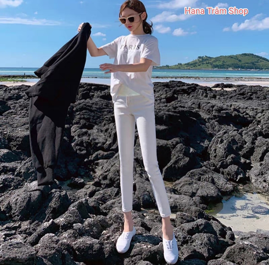 Quần Jean 9 Tấc Lưng Cao 2 Nút