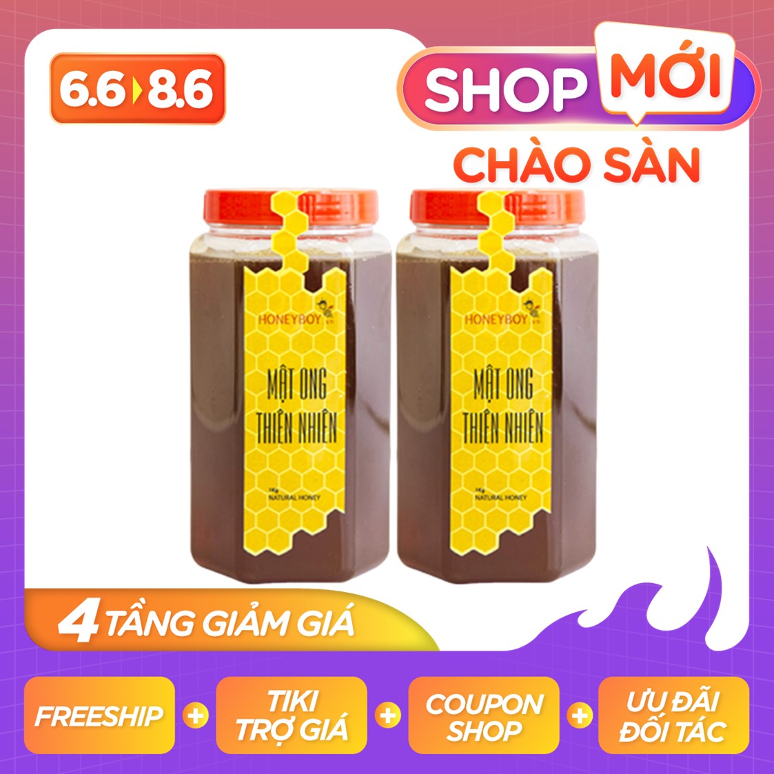 Bộ 2 Mật Ong Thiên Nhiên Honeyboy 1kg