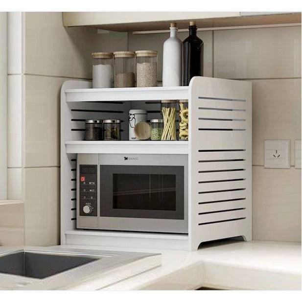 Kệ lò vi sóng bằng gỗ PVC KVS02 _ Kệ lò vi sóng 3 tầng