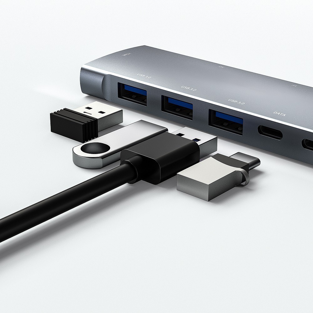 Bộ Chia Hub USB Type C Ra 9 Cổng USB 3.0, HDMI, sạc PD, thẻ SD, TF, tai nghe 3.5mm