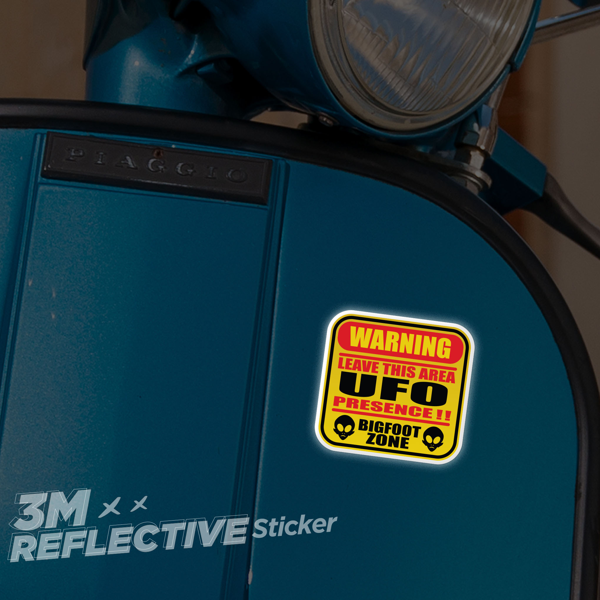 WARNING UFO 3M - Reflective Sticker Die-cut Hình dán phản quang thương hiệu STICKER FACTORY
