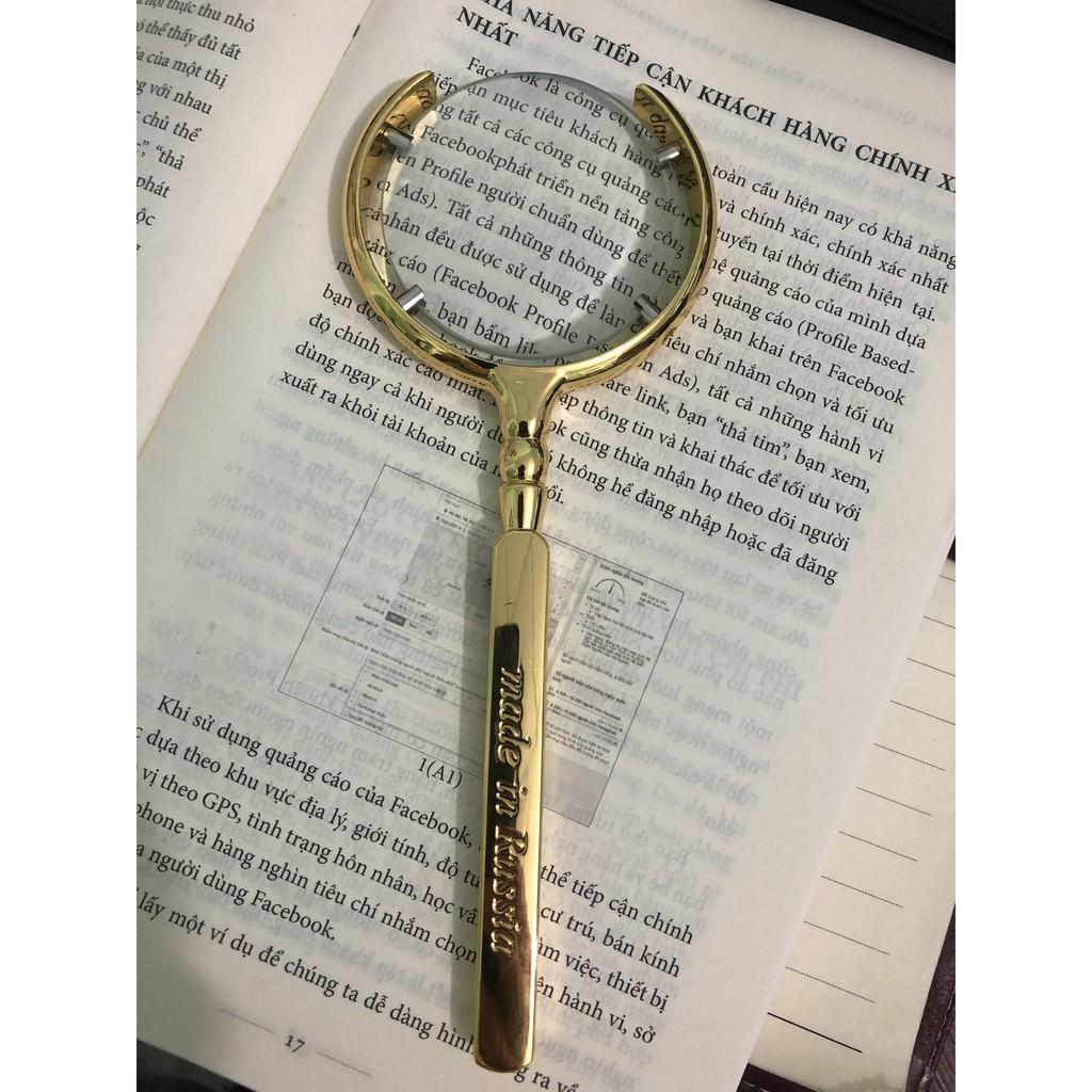 Kính lúp Magnifier Nga 70mm gọng inox 304 siêu bền đẹp vàng bóng sang trọng Hcm