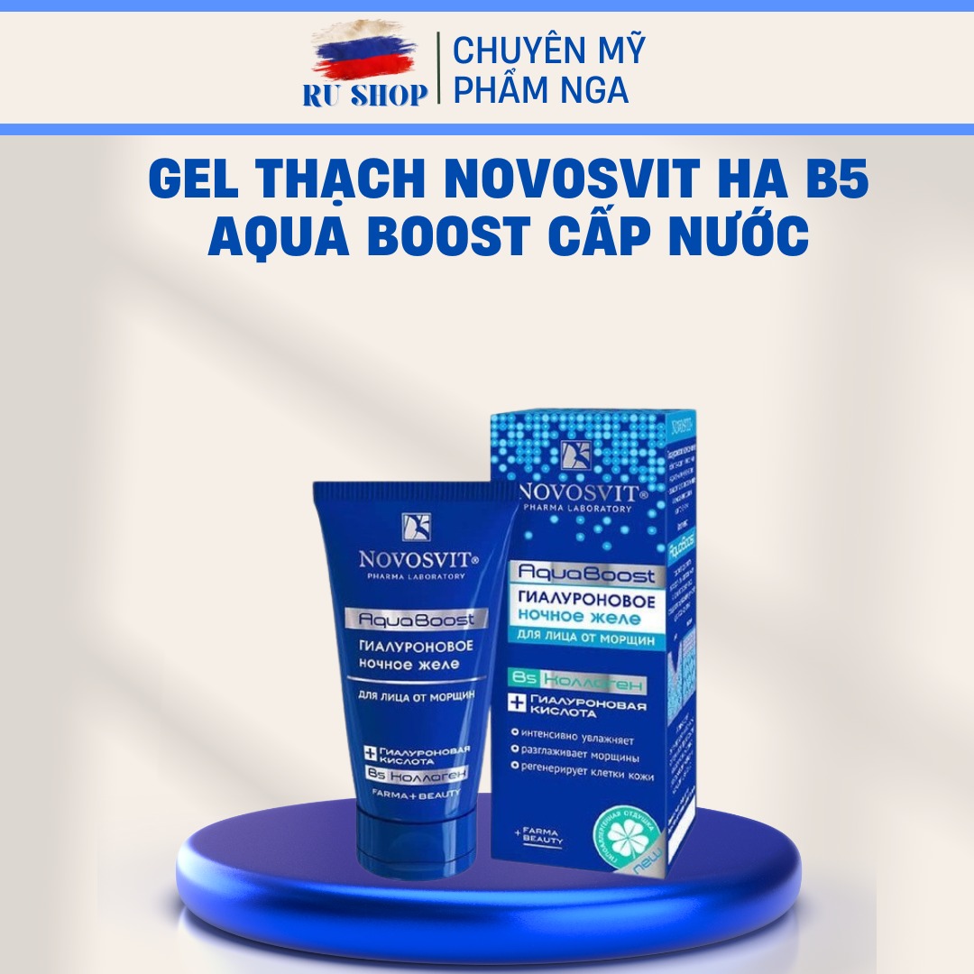 Gel thạch cấp nước Novosvit HA + B5 Aqua Boost dưỡng ẩm, tái tạo, phục hồi da