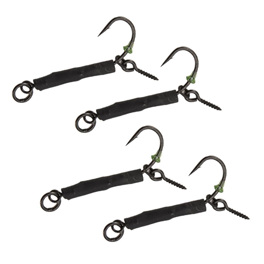 4pcs Fishing Ronnie Rigs Carp Fishing  Rigs Assist Hooks 04 barbed 04