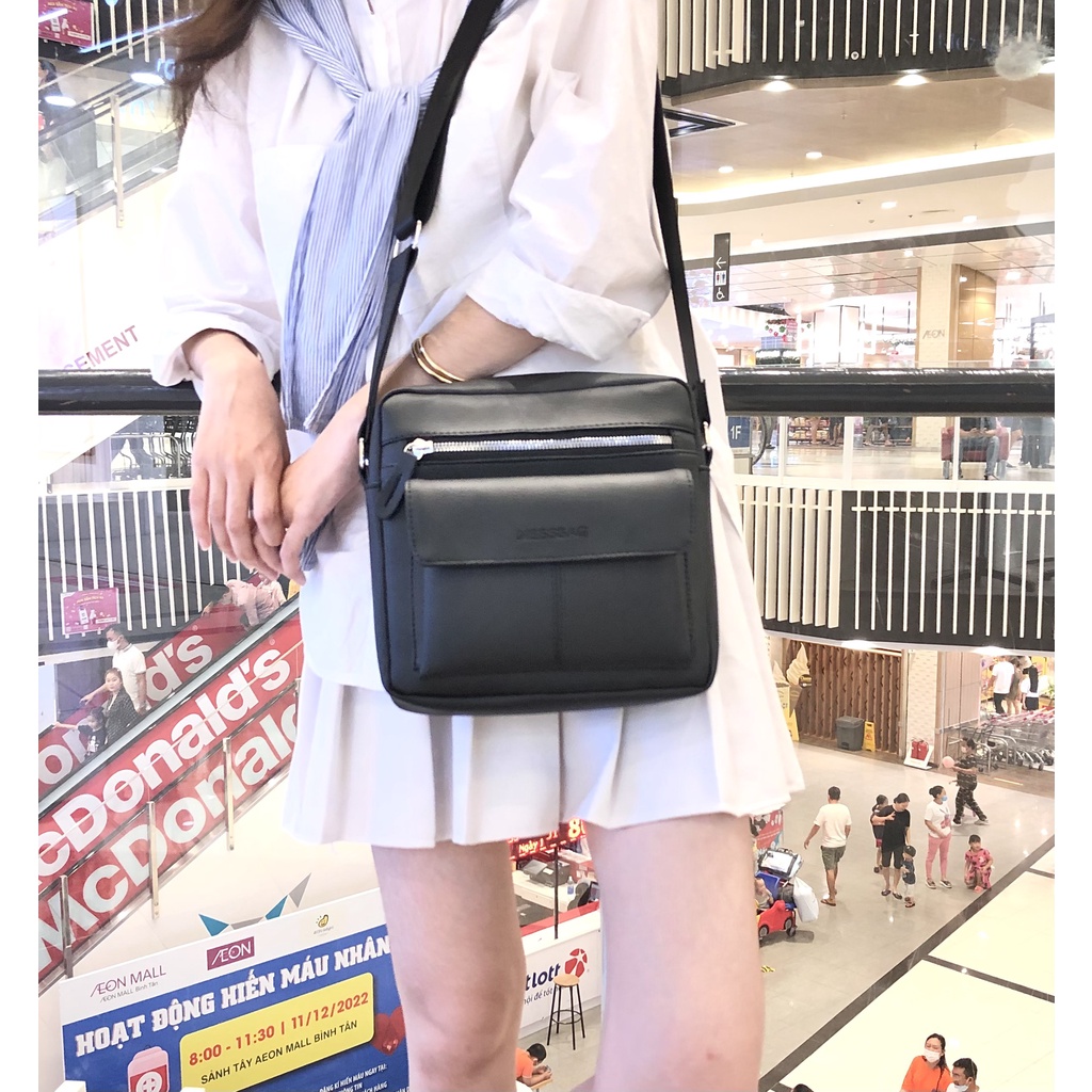 Túi Đeo Chéo Messbag Unisex Cho Nam Nữ Da Tốt Kiểu Dáng Cá Tính Thời Trang