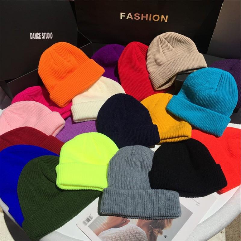 Mũ nón beanie nam nữ ngắn trơn nhiều màu chất len dày dặn; M04 - BONMIE