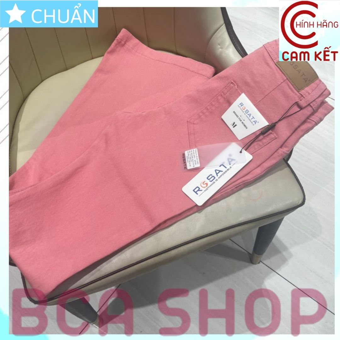 Quần Jean Nữ Ống Loe QRO98 ROSATA tại BCASHOP Dáng Dài, Lưng Cao 1 Nút, Phom Chuẩn, Chất Liệu Jean Cao Cấp Màu Hồng Cực Ngọt