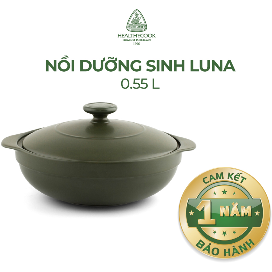 Nồi Dưỡng Sinh Gốm Sứ Minh Long Luna 0.55 L + Nắp