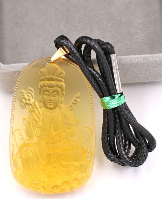 Dây chuyền mặt Phật Quan Âm Bồ Tát - pha lê vàng DEQAFVL2