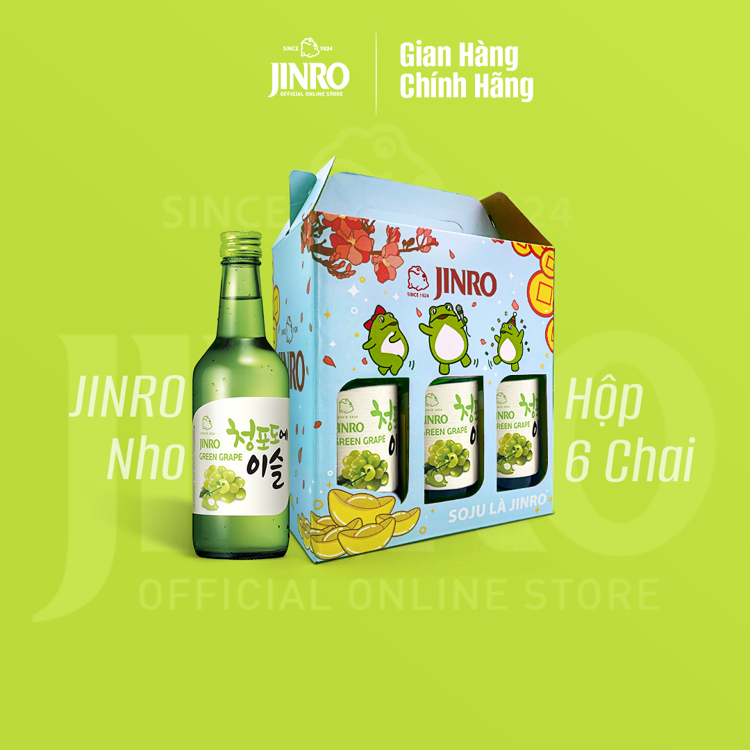 [CHÍNH HÃNG] Soju Hàn Quốc JINRO VỊ NHO 360ml - Combo 6 chai