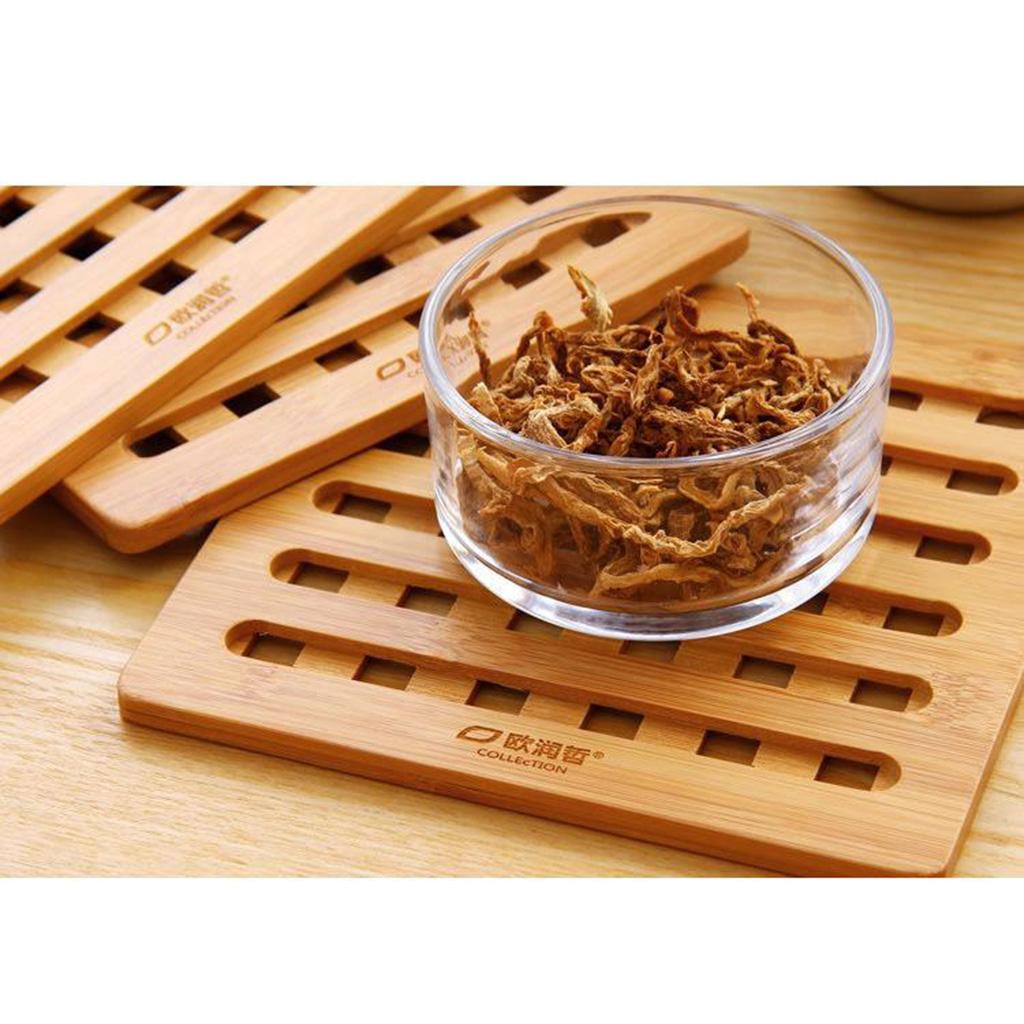 Bamboo Trivet Mat Set for Instant Hot Pot/Dishes/Bowl/Teapot/Pads/Hot Pot Holders Heat Resistant Trivet Square