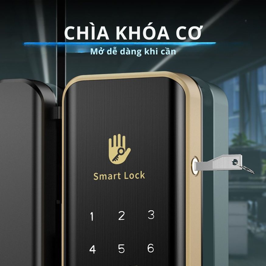 Khóa Cửa Thông Minh Kachi MK45 cho cửa không có khung như cửa kính, cửa gỗ trượt – Mở Khóa App Tuya + Vân tay + Chìa khóa + Thẻ từ + Mã số - hàng chính hãng