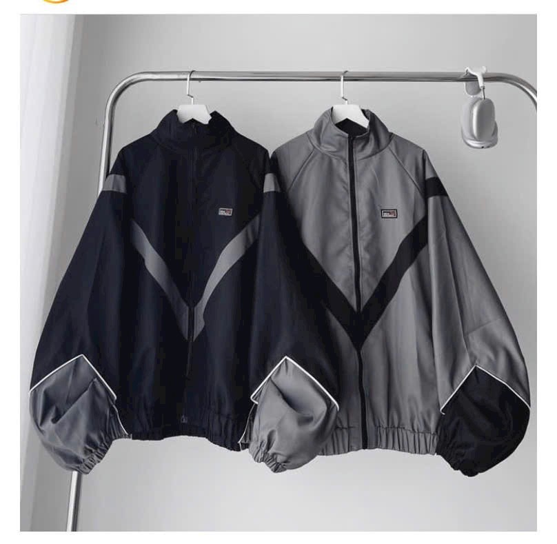 [ẢNH THẬT] Áo Khoác Dù Jacket TAG SUP Form BOXY Phối Màu Có Túi Trong Form Rộng Unisex Nam Nữ Phối Màu Đen Xám