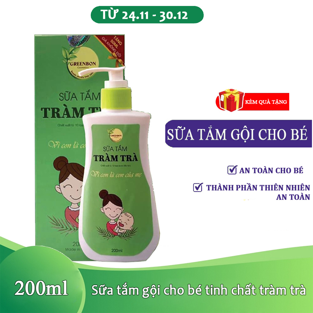 SỮA TẮM GỘI CHO BÉ TINH CHẤT TRÀM TRÀ GREENBON