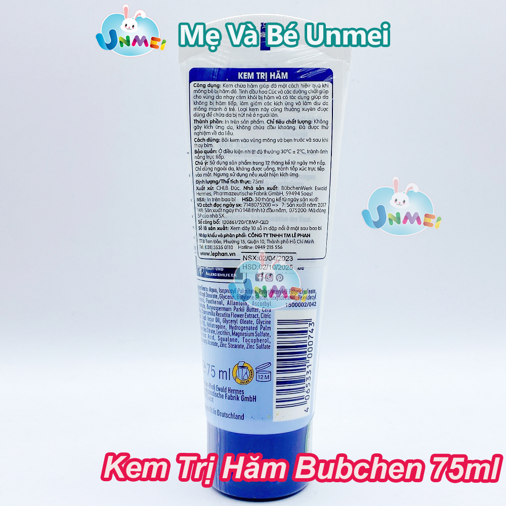 Bộ Kem Chống Hăm Bubchen 150ml Và Kem Đặc Biệt Giảm Hăm, Dưỡng Da Bubchen 75ml