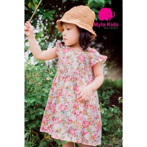 Đầm bé gái Babydoll họa tiết hoa nhí - Myla Kids- Chất liệu thô cotton, thiết kế đẹp 2021