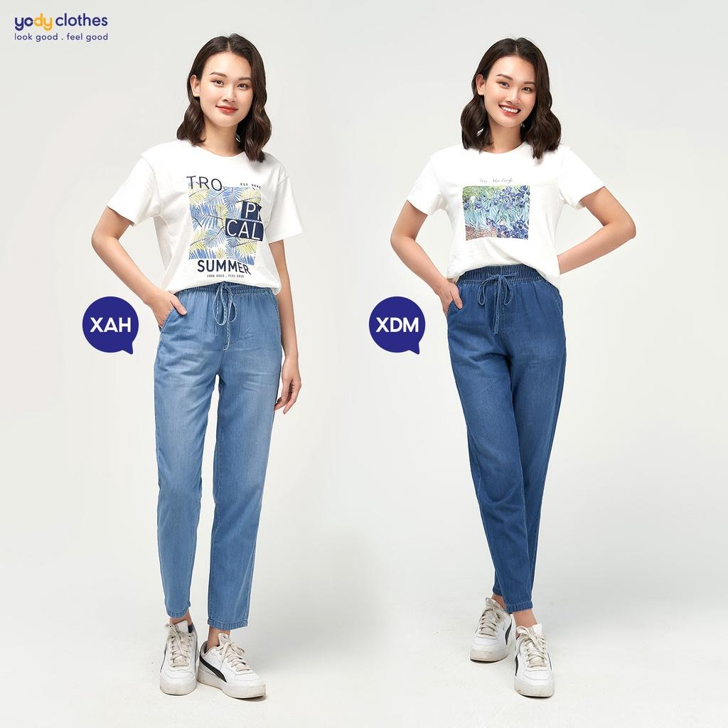 Quần jeans nữ baggy YODY lưng thun tôn dáng chất thoáng mát mềm mại suông QJN4046