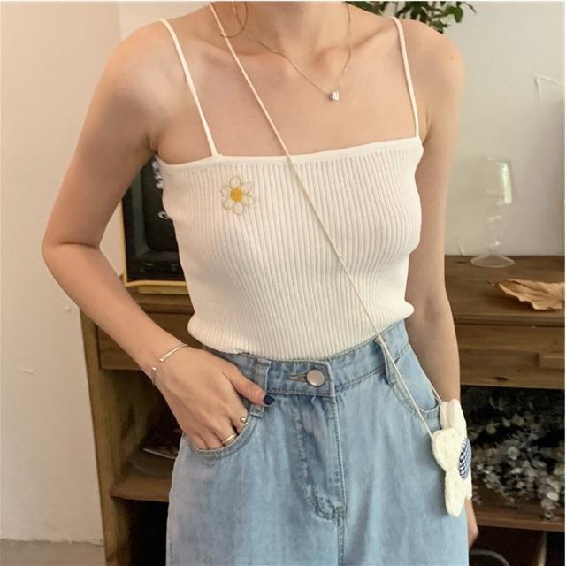 Áo 2 dây bún thêu hoa cúc