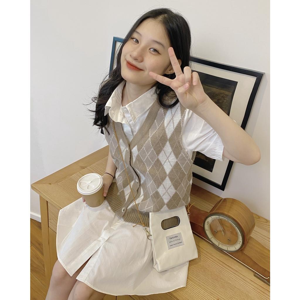 Áo Gile len hoạ tiết trám form rộng ulzzang - Made by Fiin