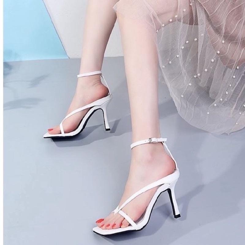 Giày cao gót sandal kẹp ngón quai ngang 6p GKSD