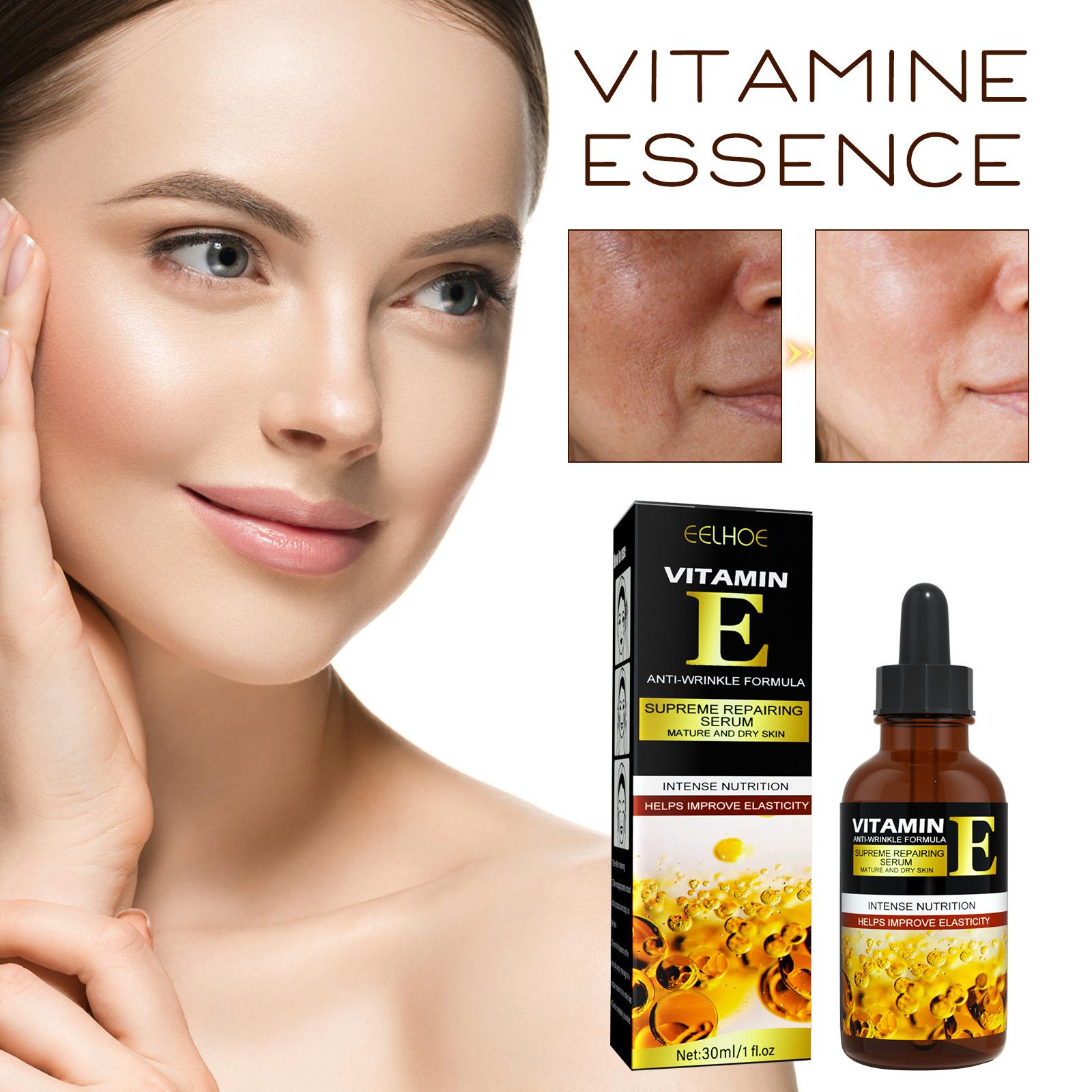 EELHOE 30ml Vitamin E Serum Brightens Skin Tone Hydrates Moisturizes Nourishes Lightens Spots and Wrinkles Serum