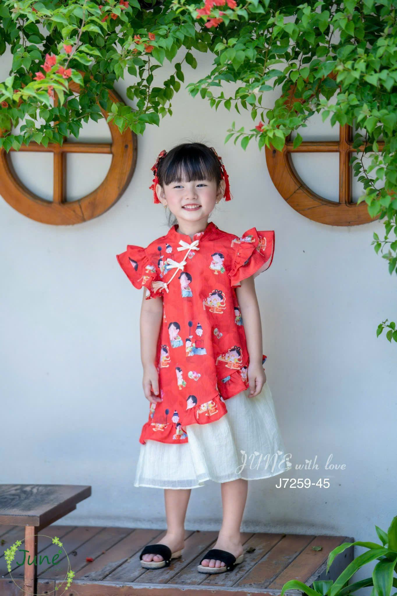 Đầm công chúa sườn xám cho bé gái diện lễ tết trung thu size 12-40kg hàng thiết kế