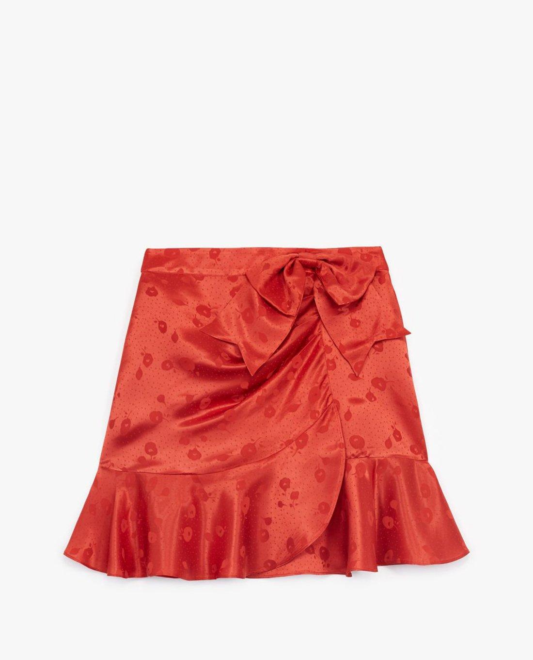 THE KOOPLES - Chân váy mini phối bèo Red Jacquard FJUP20048K