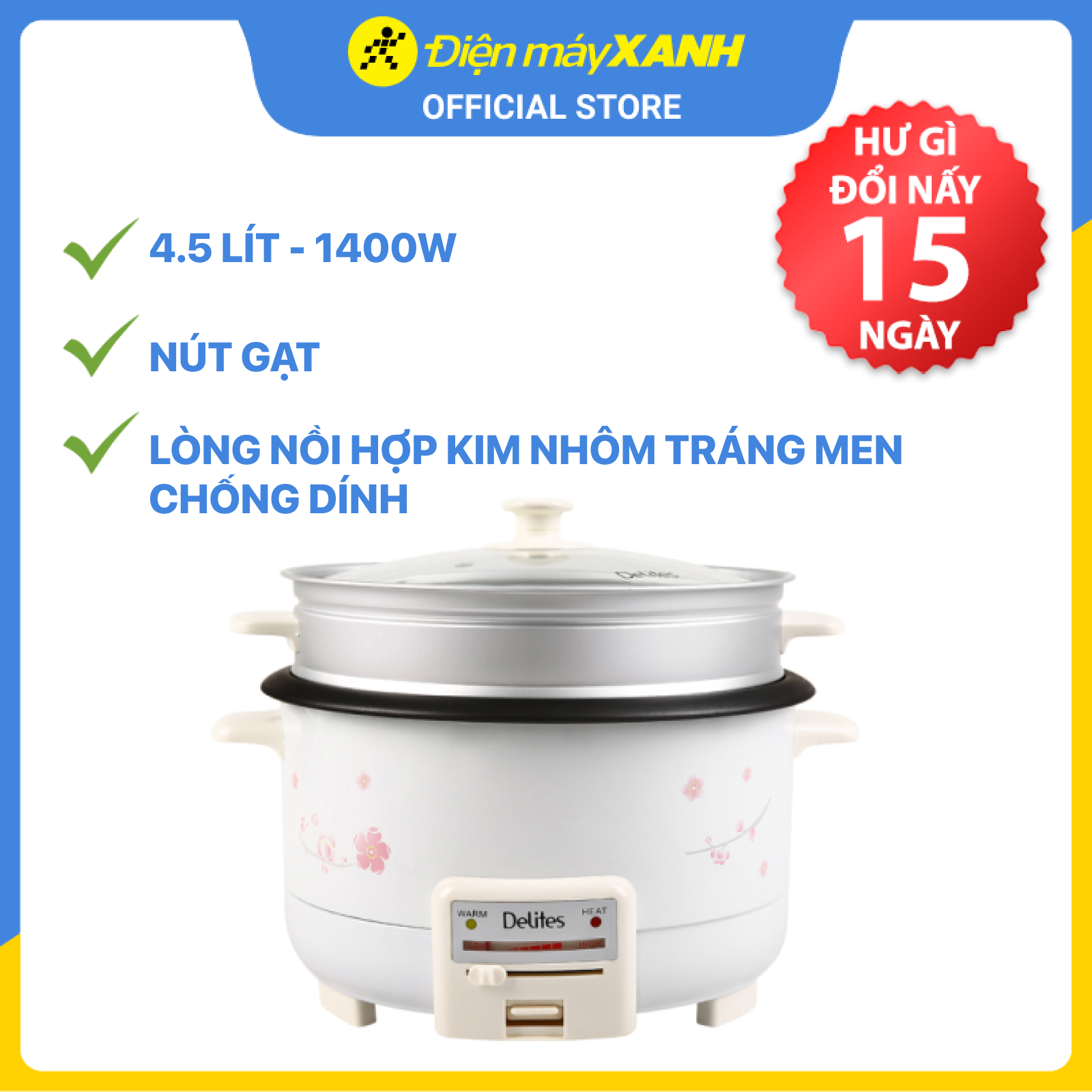 Nồi lẩu điện Delites CBR45-90 4.5 lít - Hàng chính hãng